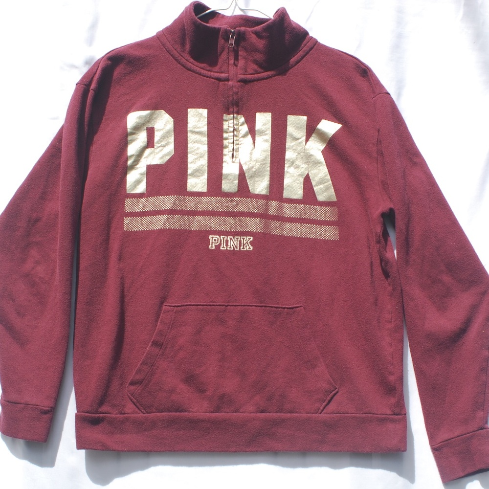 VS Pink | Maroon 1/4 Zip Sweatshirt - XS